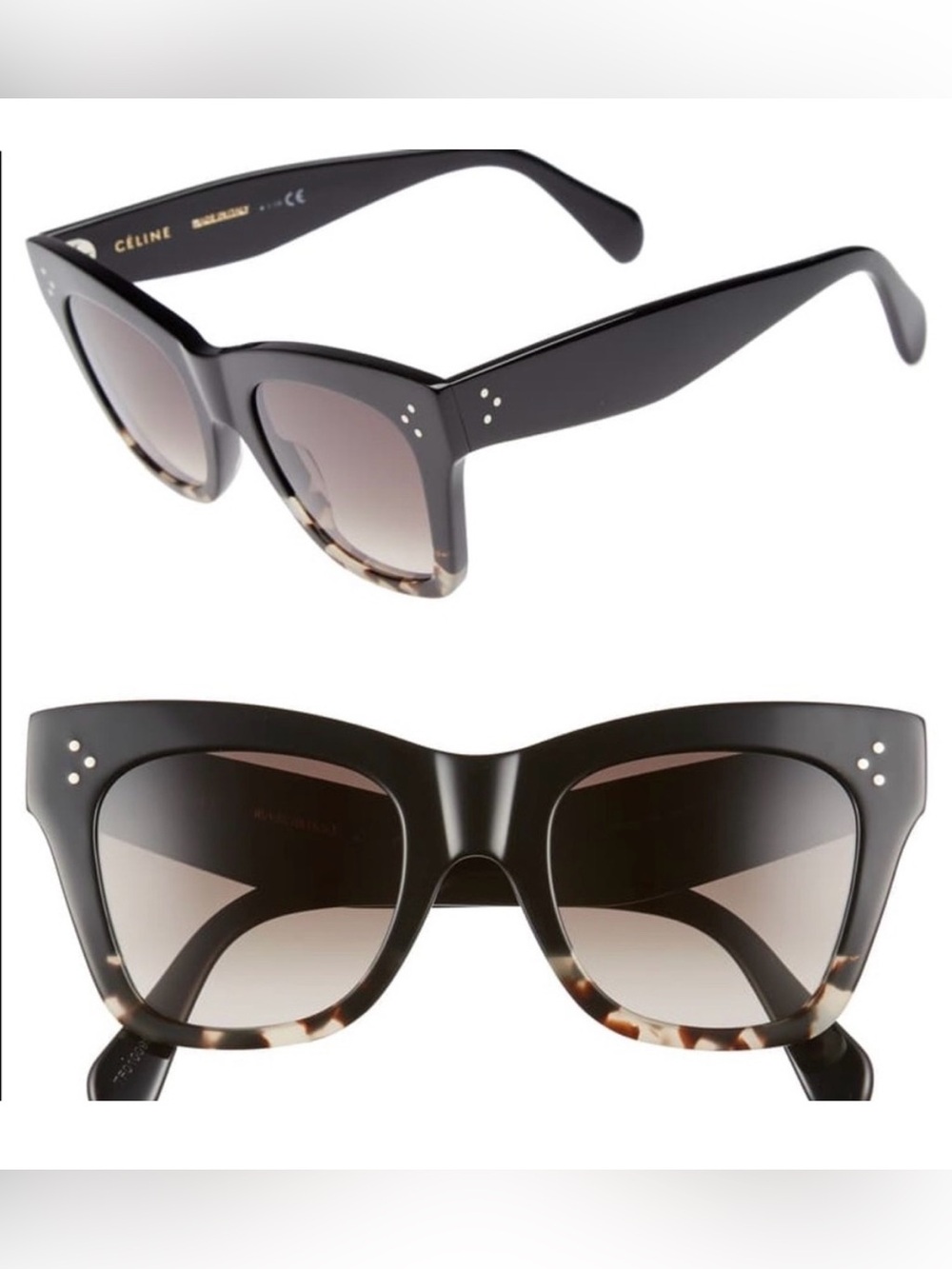 Celine Women's Black Tortoiseshell Cat Eye Sunglasses